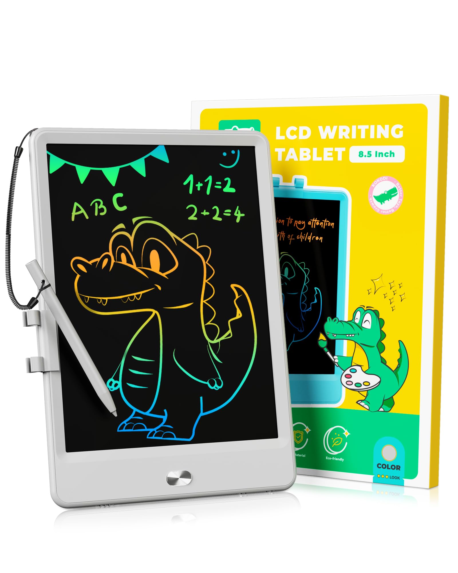 KOKODI 8.5-Inch LCD Writing Tablet - Colorful Doodle Board and Electronic Drawing Pad for Kids - Educational Toy Gift for 3-7 Ye