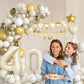 40Th Birthday Decorations Sand White Gold,40Th Birthday Balloon Arch Garland Kit With Happy 40Th Birthday Number 40 Foil Balloon