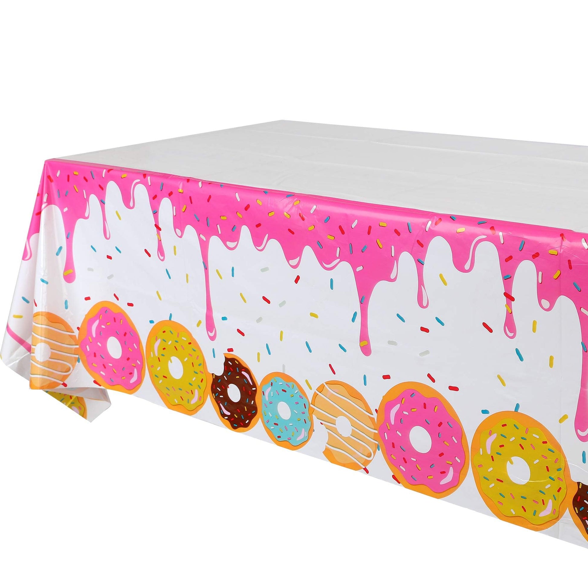 GGDE 1 Pcs Donut Dessert Theme Party Plastic Table Cover Birthday Party Decorations