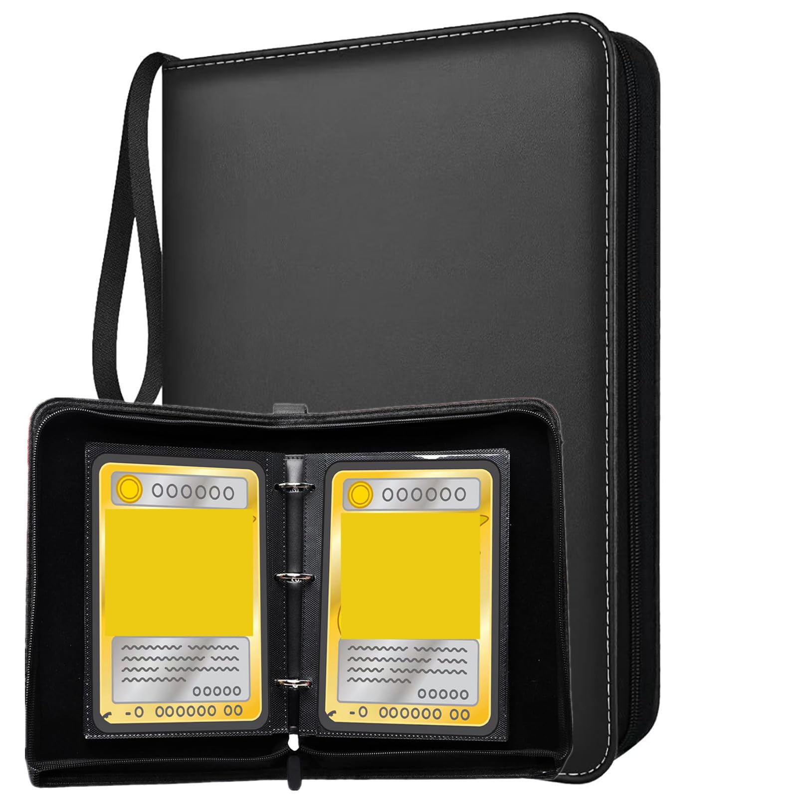 Card Binder for Jumbo/Oversized Cards  80+ Pockets Card Storage Abulm with 40+ Double-Sided Removable Pages  enhanced Leather Binder for Trading/Gaming Cards (Black  Large 5.4x7.5)