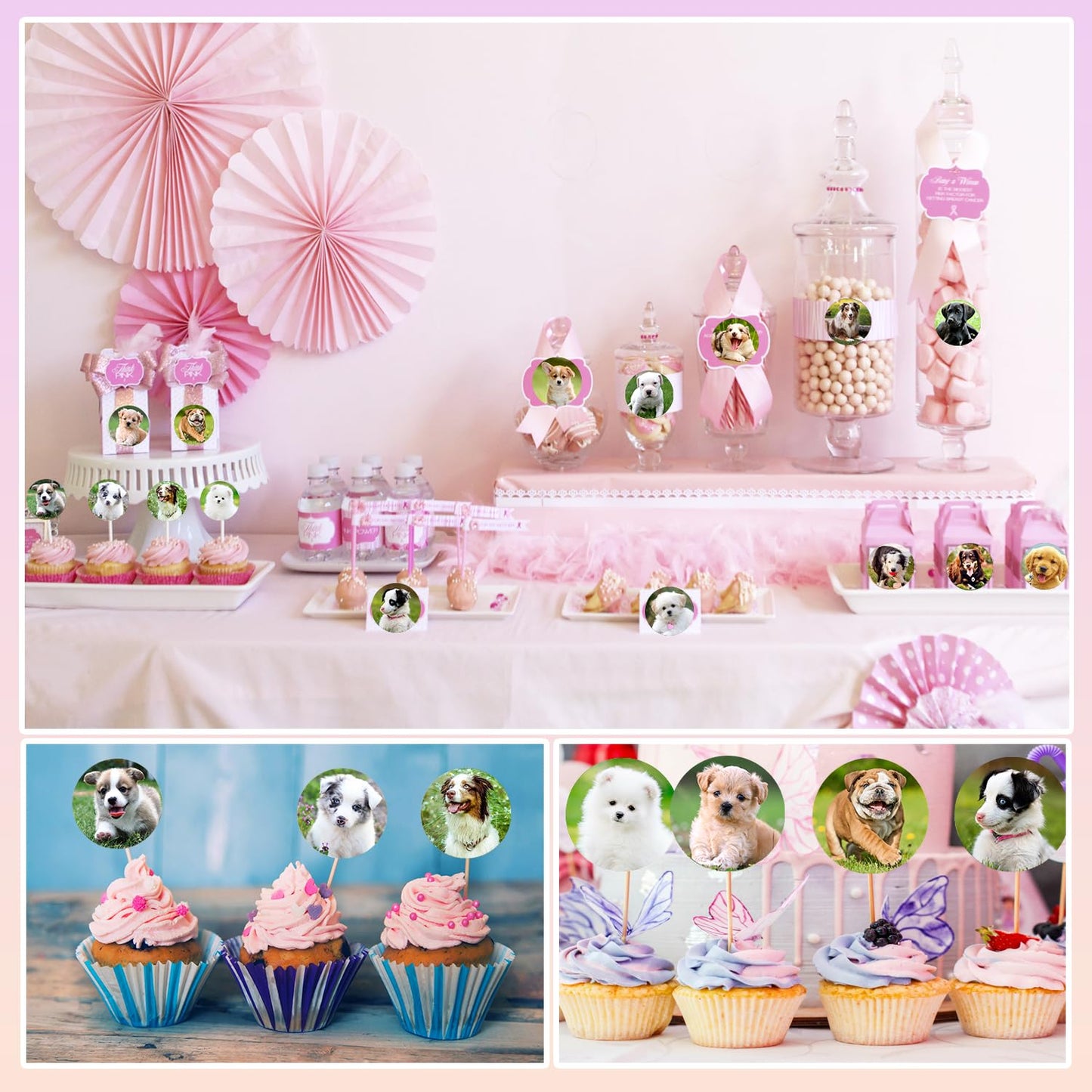 UVUXO 600 Pcs Dog Stickers for Kids- 1.5 Inch Round Stickers Roll 16 Tyles Cute Puppy Kindergarten Stickers Teacher Sticker for