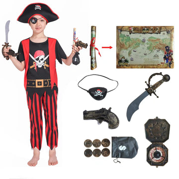 Rabtero Boys Pirate Costume, Halloween Pirate Role-Playing Outfit Boys, Kids Pirate Costume Boys, Deluxe Pirate Costume With Accessories For Boys 3T-4T