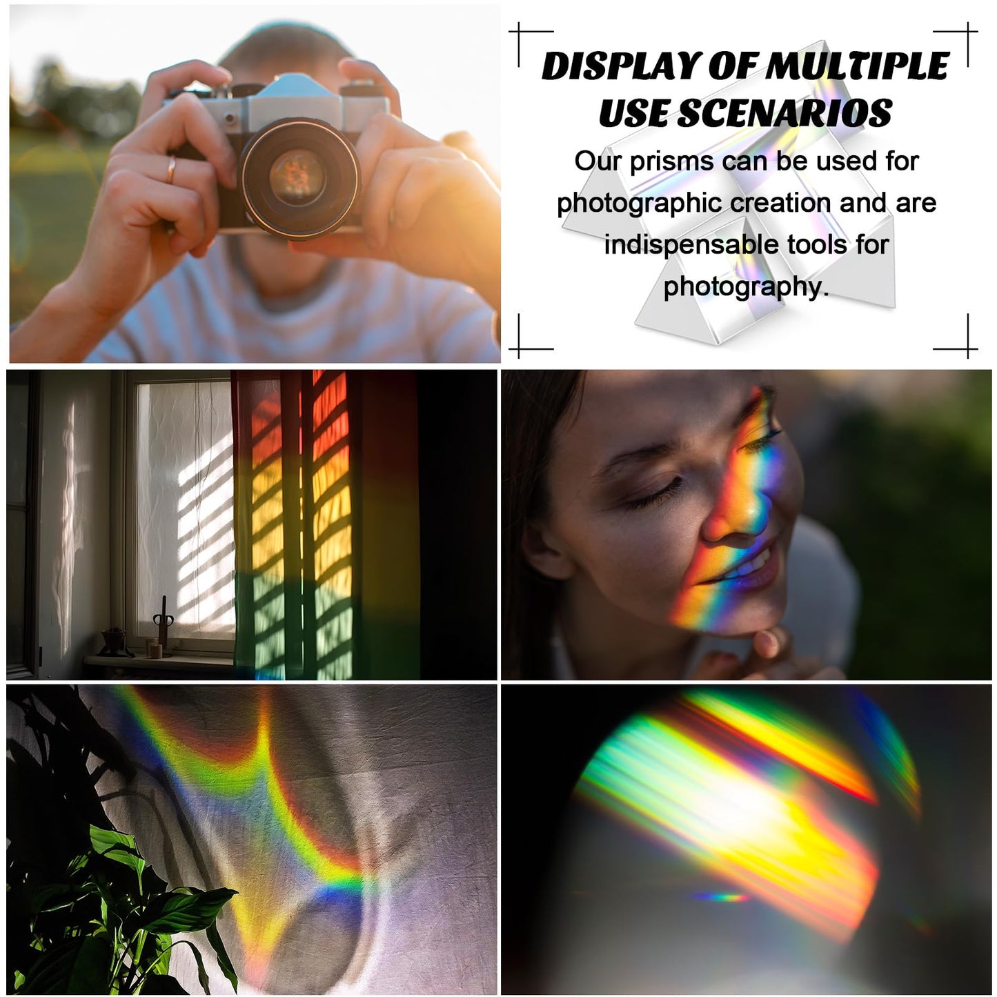 Kanayu 12 Pack Clear Triangular Prism Optical Glass Triangular Prism Triple Prism For Photography Effects Physics Teaching Light