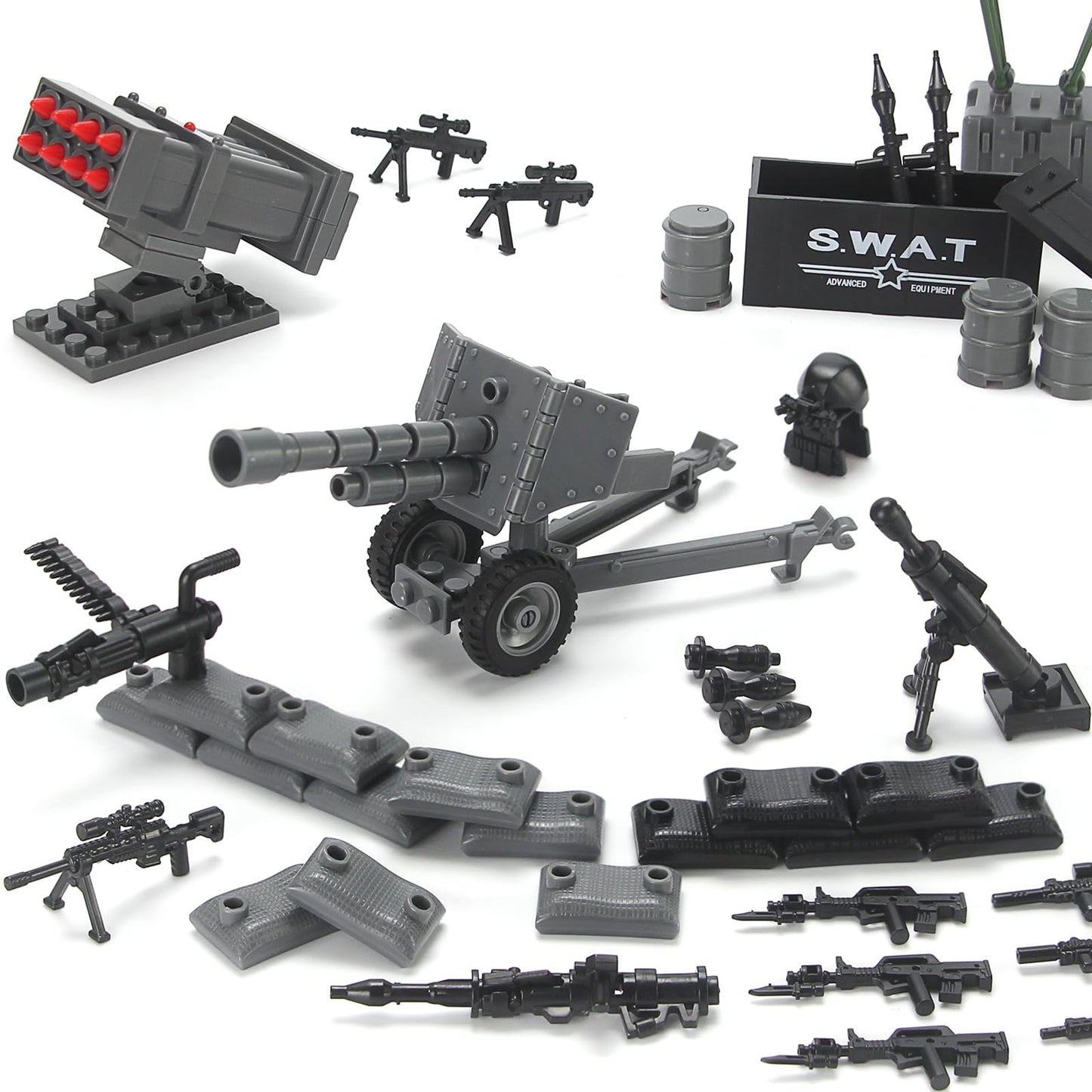 SWAT Team Military Accessories Kit 325 Pcs  Pack Gear E.O.D Suit NVD Helmet Shipping Container protective coveringy Building Block Toy for Police Soldiers Compatible with Major Brands