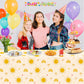 4 Pack Boho Sun Birthday Party Tablecloths Boho Hippie Sunshine Table Covers Rainbow Groovy Tablecloths Retro Hippie Table Cover
