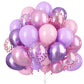 Teslite 60Pcs Pastel Pink & Purple Balloons - 12" Helium Latex with Metallic Confetti for Birthday, Baby Shower, Wedding Decorations