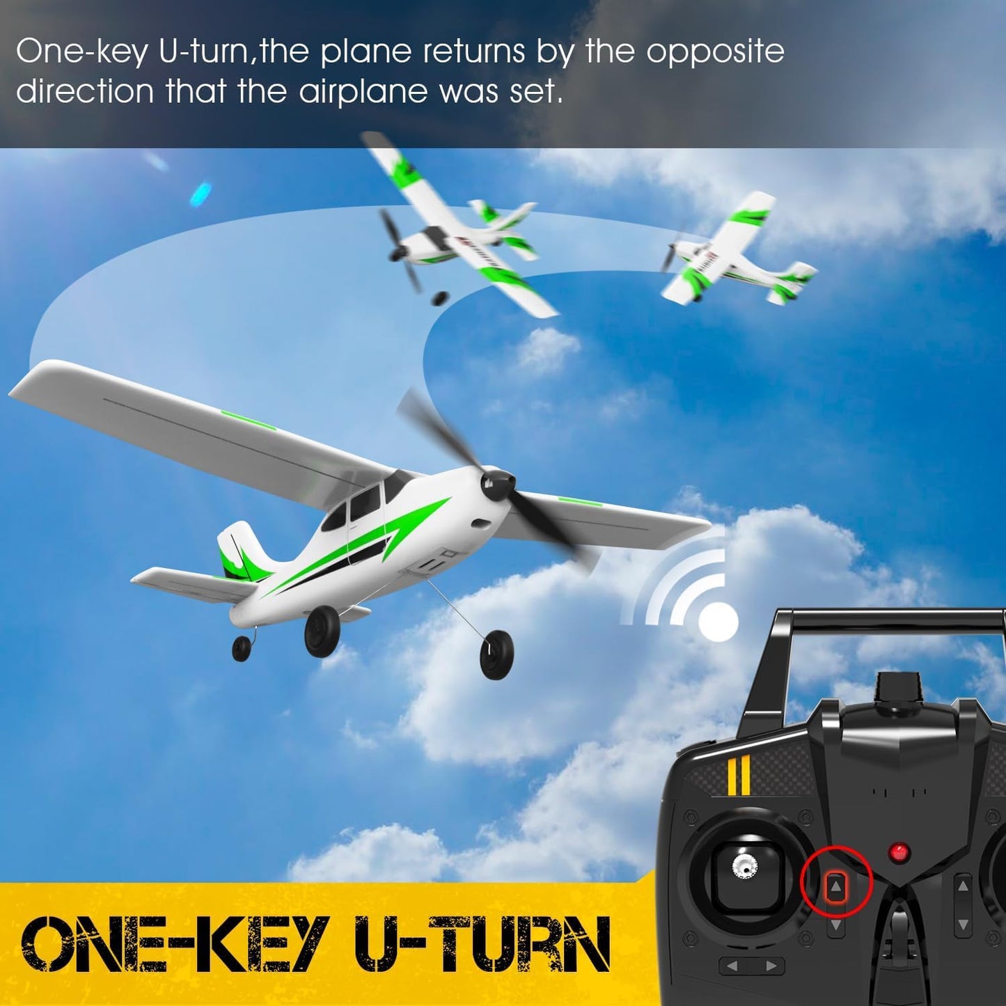 Volantexrc Rc Plane Trainer 3Ch Remote Control Airplane With Prop Saver, 6-Axis Gyro Stabilizer & 3 Modes To Fly, Hobby Radio Co