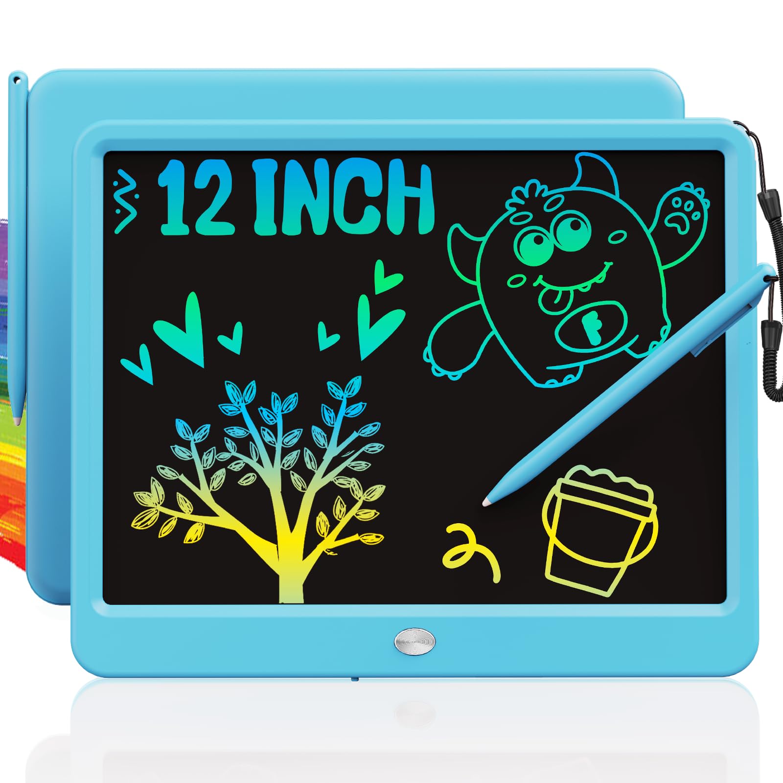 Tekfun Lcd Writing Tablet For Kids Boys Toys, 12 Inch Erasable Doodle Board Colorful Doodle Pad, Mess Free Coloring Board Games