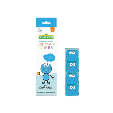 Glo Pals X Sesame Street Water-Activated Light-Up Cubes For Sensory Play (Cookie Monster, Cubes Only)