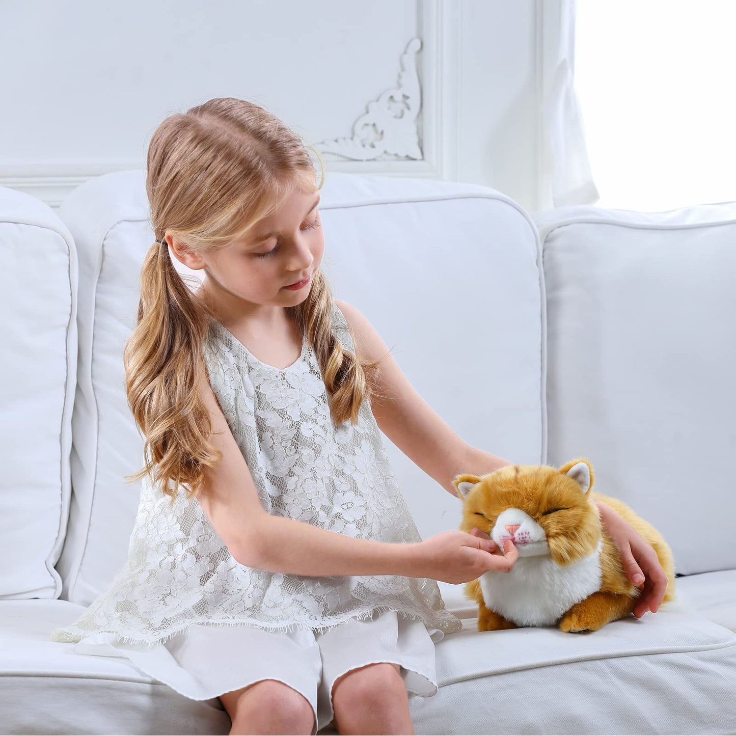 Adorable Stuffed Animals Cat -Handmade Plush Soft Cat -Present Gift For Boys/Girls (Tabby Cat)