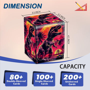 CAPAUNVDA Card Deck Box for MTG Commander Trading Cards with Magnetic Closure enhanced Card Storage Box Case Cover for MTG TCG CCG Magic Cards Cool Dinosaur