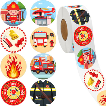 Geyee 1000 Pcs Police Stickers Firefighter Sticker For Kids Police Badge Sticker Fireman Firetruck Stickers Toy Name Tag Roll Se