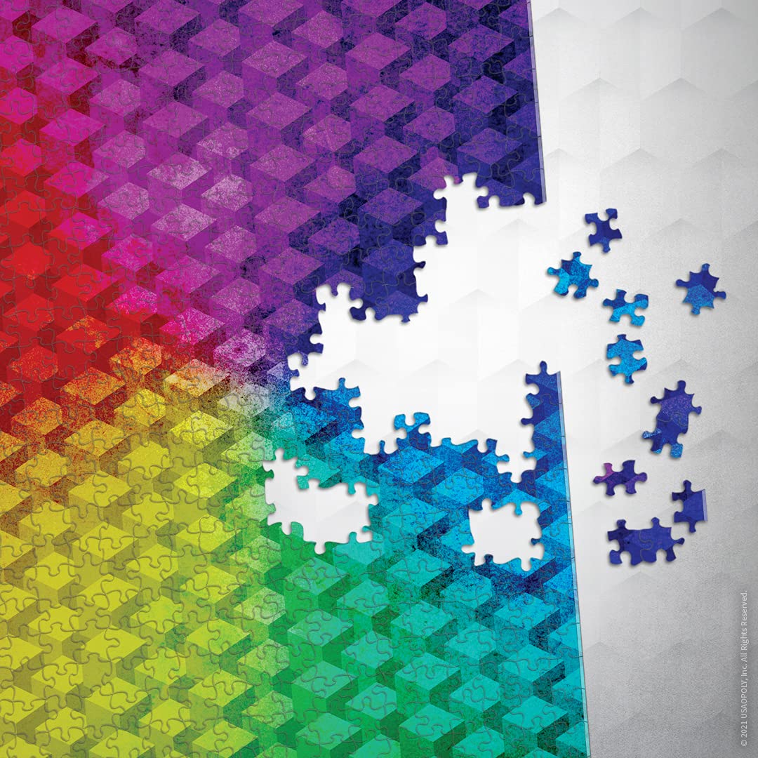The Op Games Gradient Cubes 1000 Piece Jigsaw Puzzle | Vivid & Colorful Cubic Design Puzzle Featuring Rainbow Colors & Hues | Puzzles For All Ages - Kids To Adults