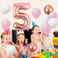 40 Inch Rose Gold Number 5 Balloon, 5Th Birthday Balloons, 11Pcs Rose Gold Birthday Print Balloons Matt White Pink Latex Balloon