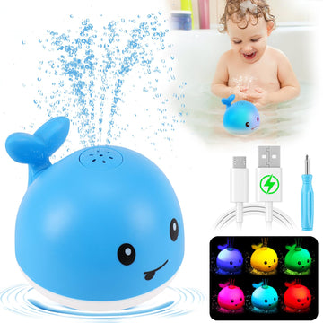 Gigilli Light Up Whale Bath Toys For Babies 6-12 12-18 Months Or Kids Ages 1-3, Blue Spray Water Baby Toys For Boys Valentines Day 1St Birthday Gifts, Toddler Pool Bathtub Toys 1-3 2-4 Infant 2 3 4 5