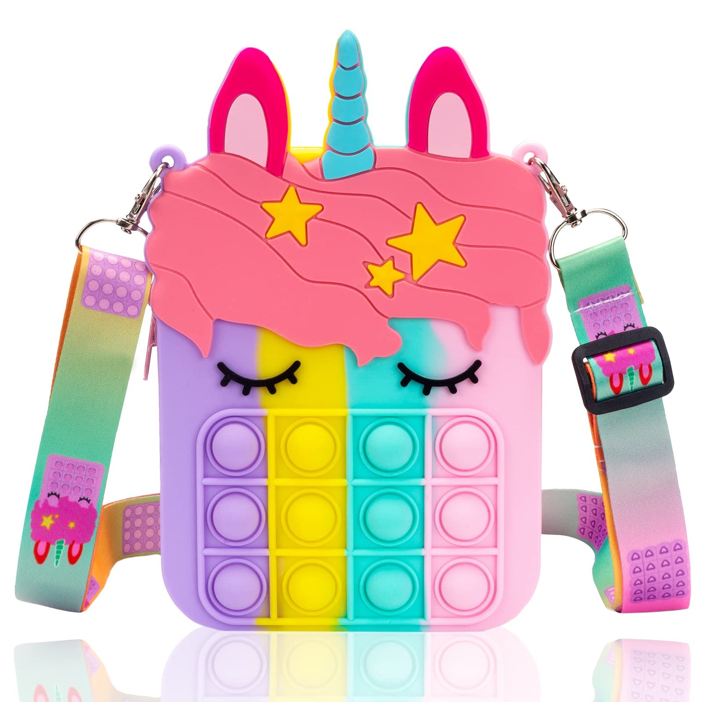 Big Pop Purse  Unicorn Pop Purse for Girl Pop Bag with Unicorn Pop Toy  Shoulder Bag Fidget Toys Pop Fidget Backpack Toy for Kids Backpack Silicone Bag Pop for Xmas Gift Girls