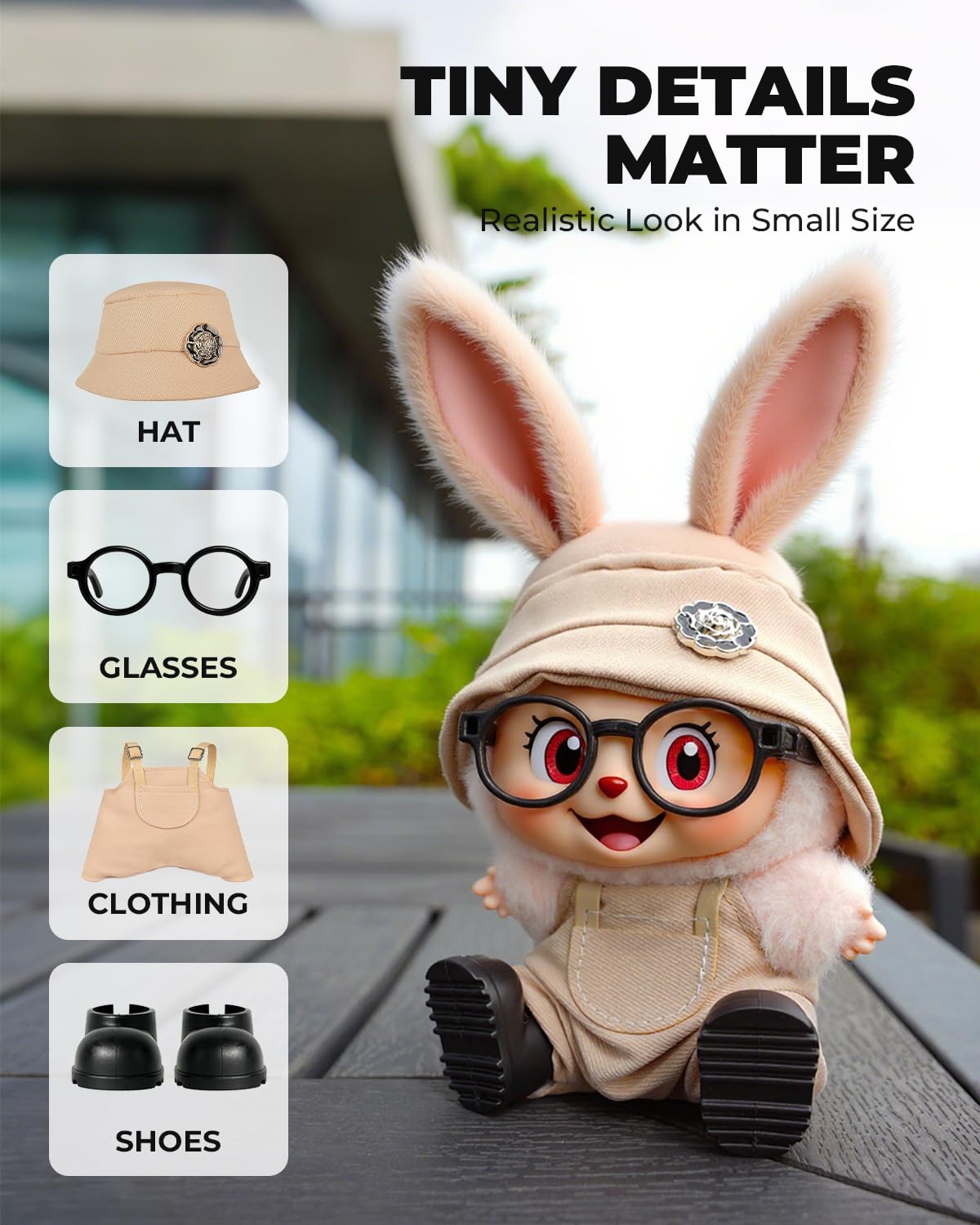 4pcs Dolls Outfit Set  Hat & Overalls for 17 cm Doll Clothes Accessories Suit  Stylish Clothes for Doll  Cute Outfits for Dress up Unique Style with enhanced Fabric  Khaki