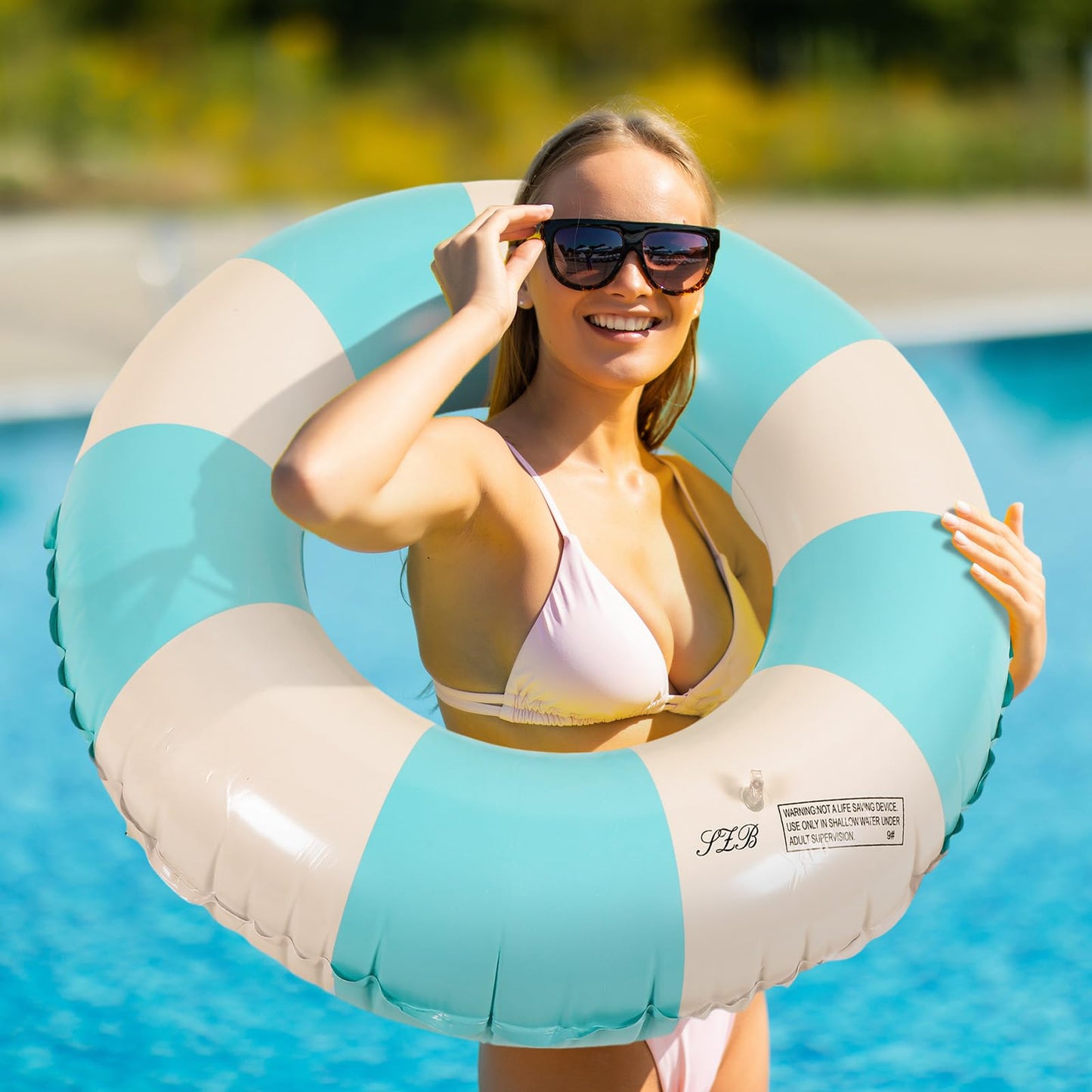 Lenwen 9 Pcs Classic Striped Pool Inner Tubes Pool Tubes With Fun Prints Pool Float Tube Inflatable Tube Float Bachelorette Pool