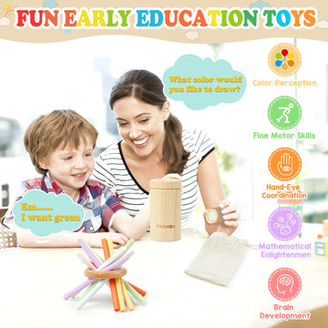 Ficcurys Montessori Toys For Toddlers 1-3,Fine Motor Skills Toys For Toddlers 1-3,Educational Toys For Baby 6-12 Months,Wooden K
