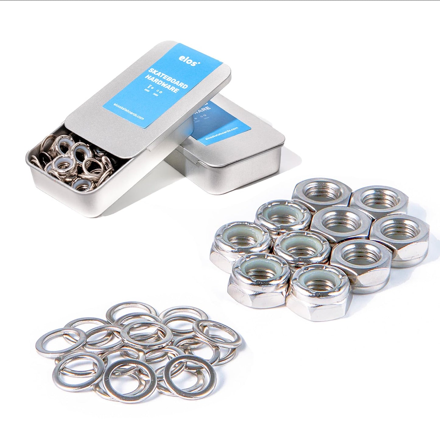 ELOS Skateboards Truck Mounting Hardware Kit Truck Axle Washers (Speed Rings) Nuts for Speed Bearing Performance