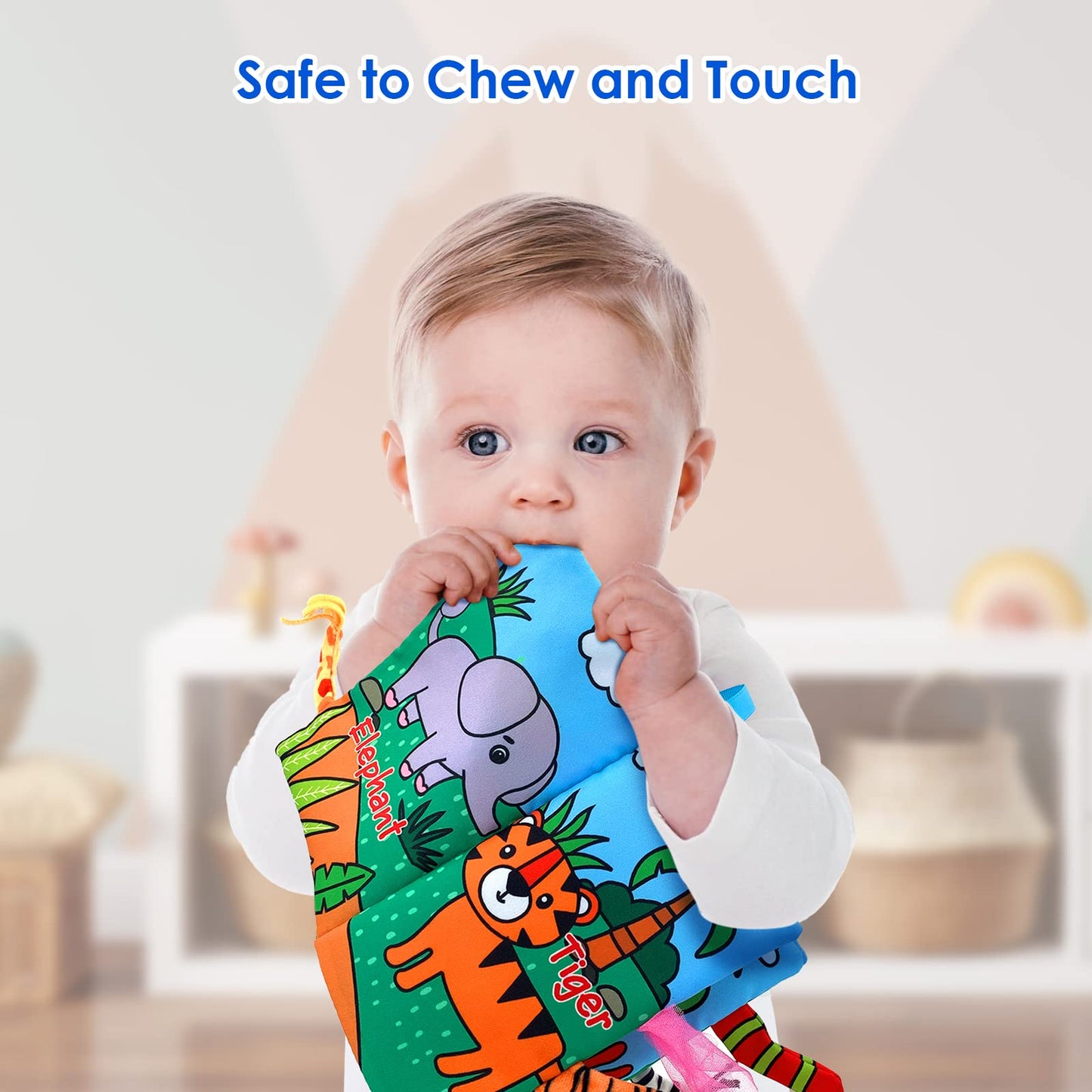 Wesote Baby Cloth Books 2Pcs High Contrast Sensory Crinkle Books For Babies Tummy Time Early Learning Infant Toys For 0-18 Month