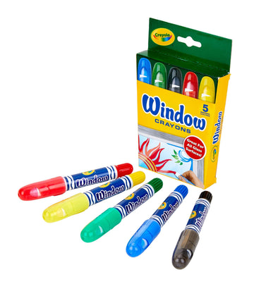 Crayola Washable Window Crayons, Glass and Window Art Supplies, Assorted Colors, 5 Count, Gift for Boys & Girls