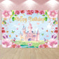 LDWLYW Princess Birthday Backdrop for Girls Pink Princess Castle Happy Birthday Banner Backdrop for Kids Royal Castle Butterfly