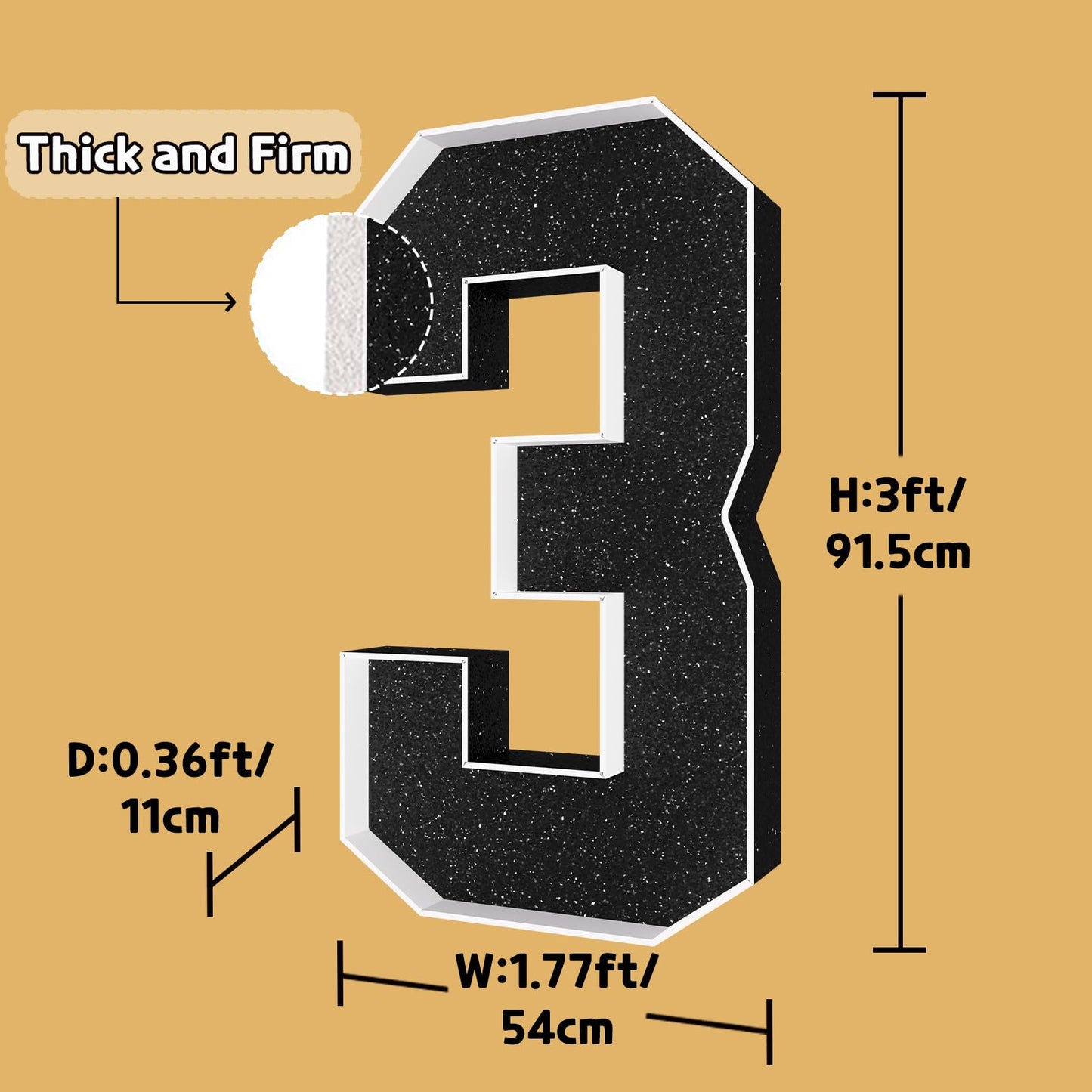 Imprsv 3Ft Black 13Th-Birthday Decorations Numbers: 13Th Birthday Party Anniversary Decorations Large Light Up Numbers 13 For Gi