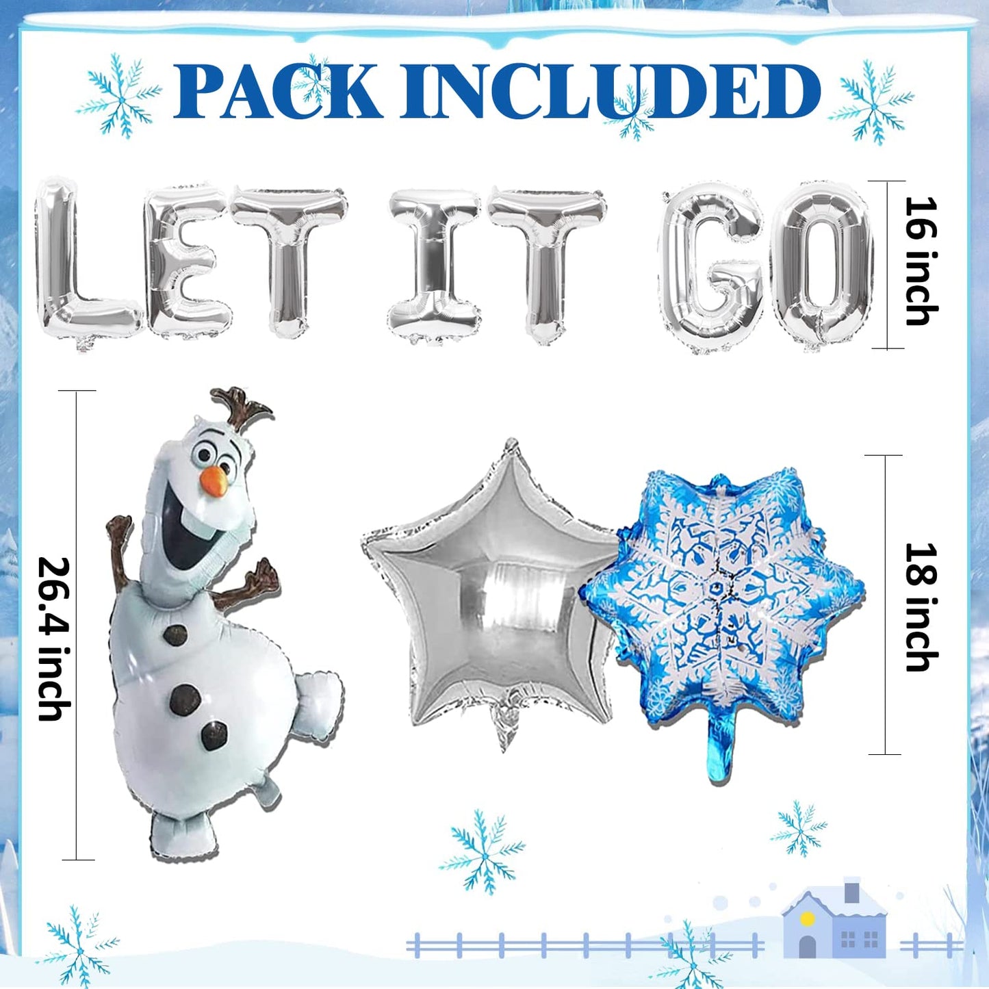 Maxiuss Frozen Party Decorations Kit - 13 Pieces, Including Snowman Balloon, For 6 Year Old Birthday Party