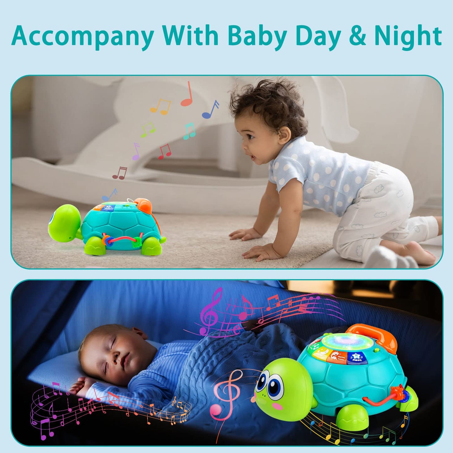 Ussybaby Baby Crawling Toys 6 To 12 Months, Baby Turtle Musical Toys For 12-18 Months, Phone Hand Drum Toy, Baby Toys 7 8 9 10 1