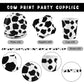 Lewtemi 100 Pcs Cow Print Party Supplies Kit, Includes Napkins, Plates, Straws for Farm Theme Birthday Parties