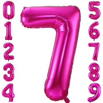 7 Balloon Number Hot Pink 7 Birthday Balloon 40 Inch Foil Mylar Large 7 Balloon Numbers For Birthday Party Anniversary Festival