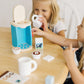 Melissa & Doug 11-Piece Wooden Coffee Maker Set - Multi Color, 9.9 Inch, Model 98053, Pretend Play Kitchen Accessories for Kids