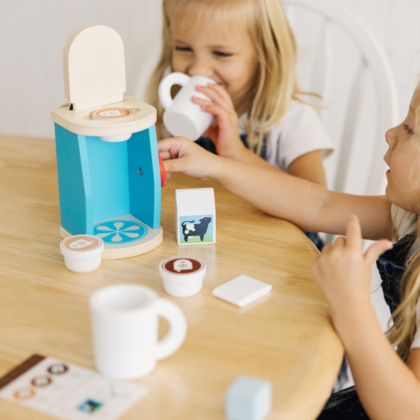 Melissa & Doug 11-Piece Wooden Coffee Maker Set - Multi Color, 9.9 Inch, Model 98053, Pretend Play Kitchen Accessories for Kids