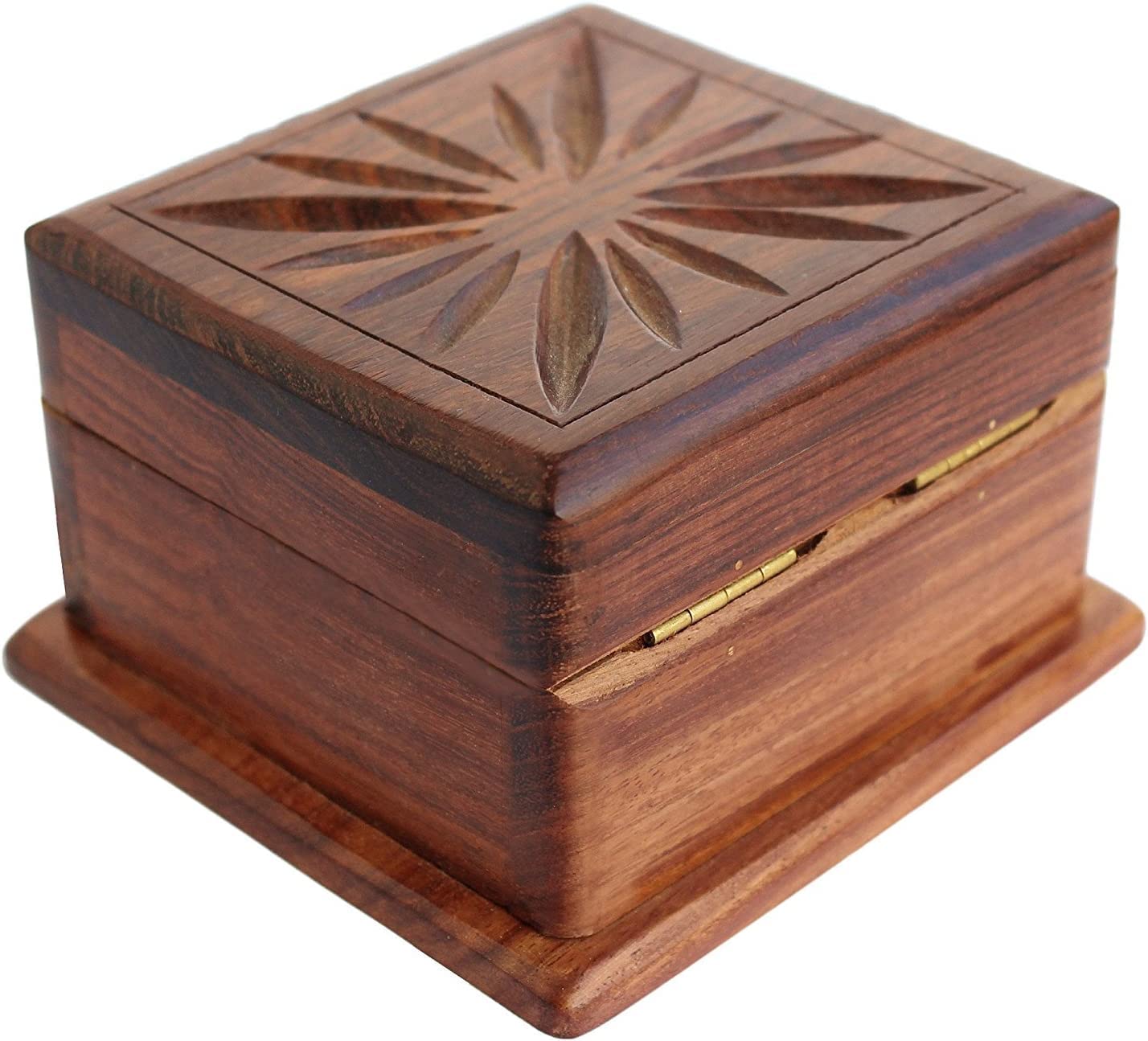 TOSQP27 Secret Box Brainteaser Puzzle Case, 4-Inch Rosewood Storage Organizer, Unique Gift for Her, Girlfriend, Men