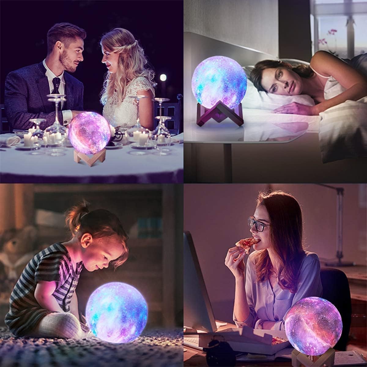 CPLA Night Lamp for Kids & Teens, 128 LED Colors, 5.9" Purple Galaxy, Remote & Touch Control, Model LX-YQ15128C-GL