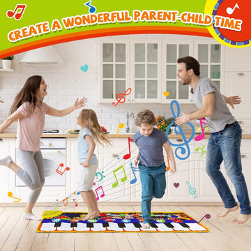 Renfox Baby Piano Mat With 25 Music Sounds, Kids Musical Playmat, Early Education Development Birthday Gift Music Toy For 1 2 3 Year Girls Boys, Piano Keyboard Touch Play Blanket For Child Toddlers