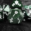 Banloga 7PCS Metal Dice Set for Dungeons and Dragons,Class Icons Dice,Role Playing Board Games Accessories (Green)