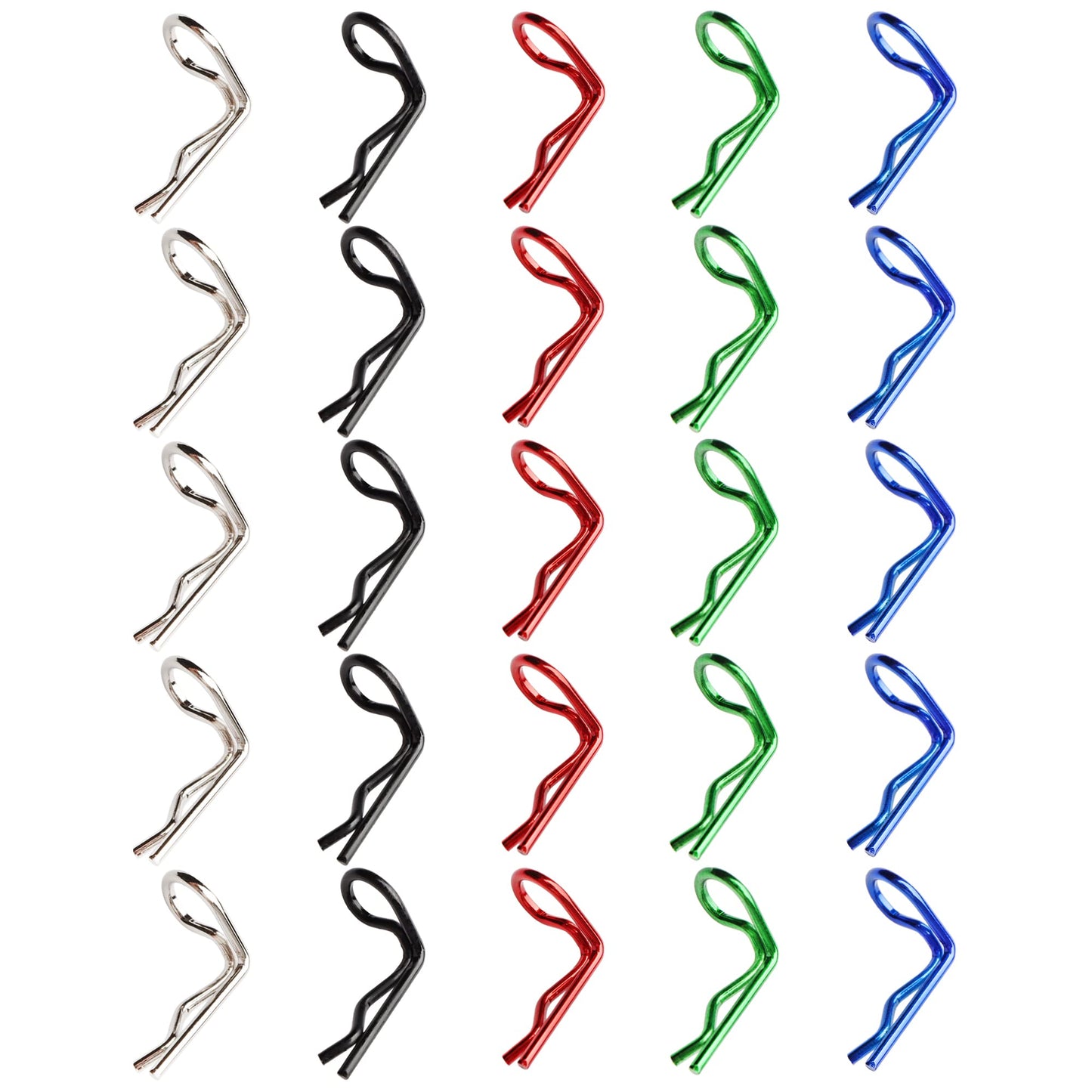 GDOOL 50 Pieces 1mm 90-Degree Angle RC Cars Universal Body Clips Bent Springy Pins & RC Car Clip Pin Steel Wires for All 1/16 1/
