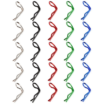 GDOOL 50 Pieces 1mm 90-Degree Angle RC Cars Universal Body Clips Bent Springy Pins & RC Car Clip Pin Steel Wires for All 1/16 1/