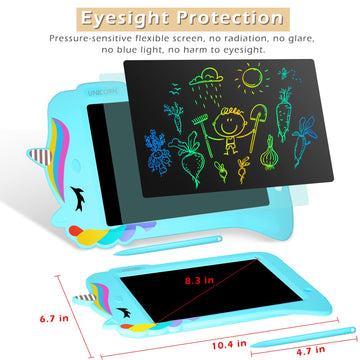 Jasonwell Lcd Drawing Writing Tablet - Drawing Pad Doodle Board For Kids Toddlers Drawing Toy Educational Learning Toys Christmas Birthday Gift 2 3 4 5 6 7 8 Year Old Girls Boys (Blue Unicorn)