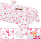 Durony 121 Pieces Pink Paw Print Party Supplies Dog Birthday Tablecloth, Plates, Napkins, Forks And Paper Cups Decorations For P