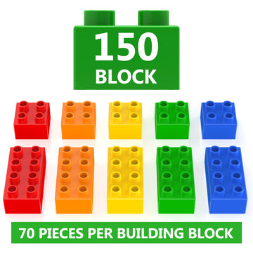 Wyswyg Large Classic Brick Set, 150 Pieces Bricks In 5 Colors, Compatible With Duplo And Top Brands Building Block - Ideal For C