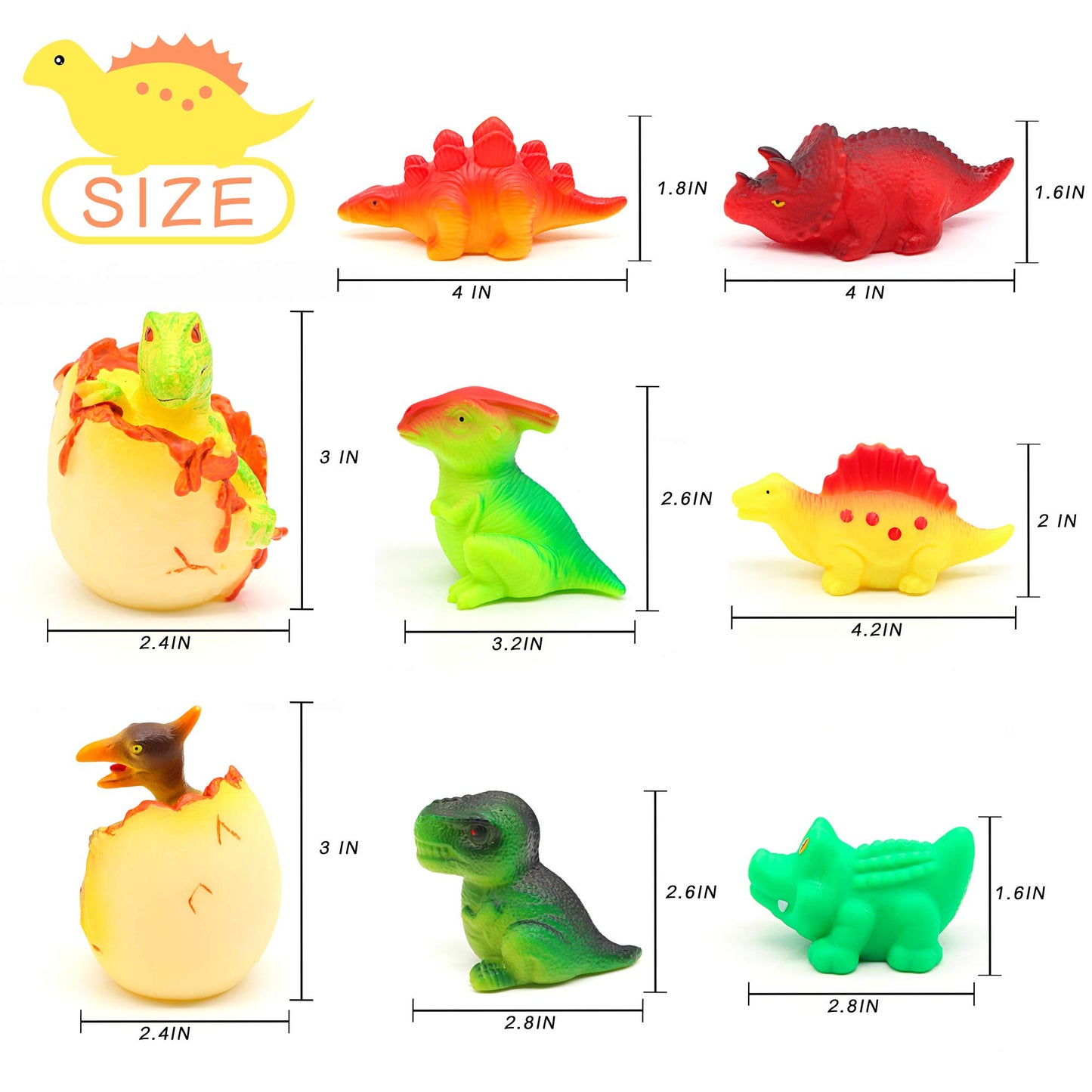 Yoliyogo Dinosaur Toy Bath Floating Toy With Auto Flashing Early Learning Toy Dinosaur Theme Model 8 Pcs Bathtub Shower Toy Gift