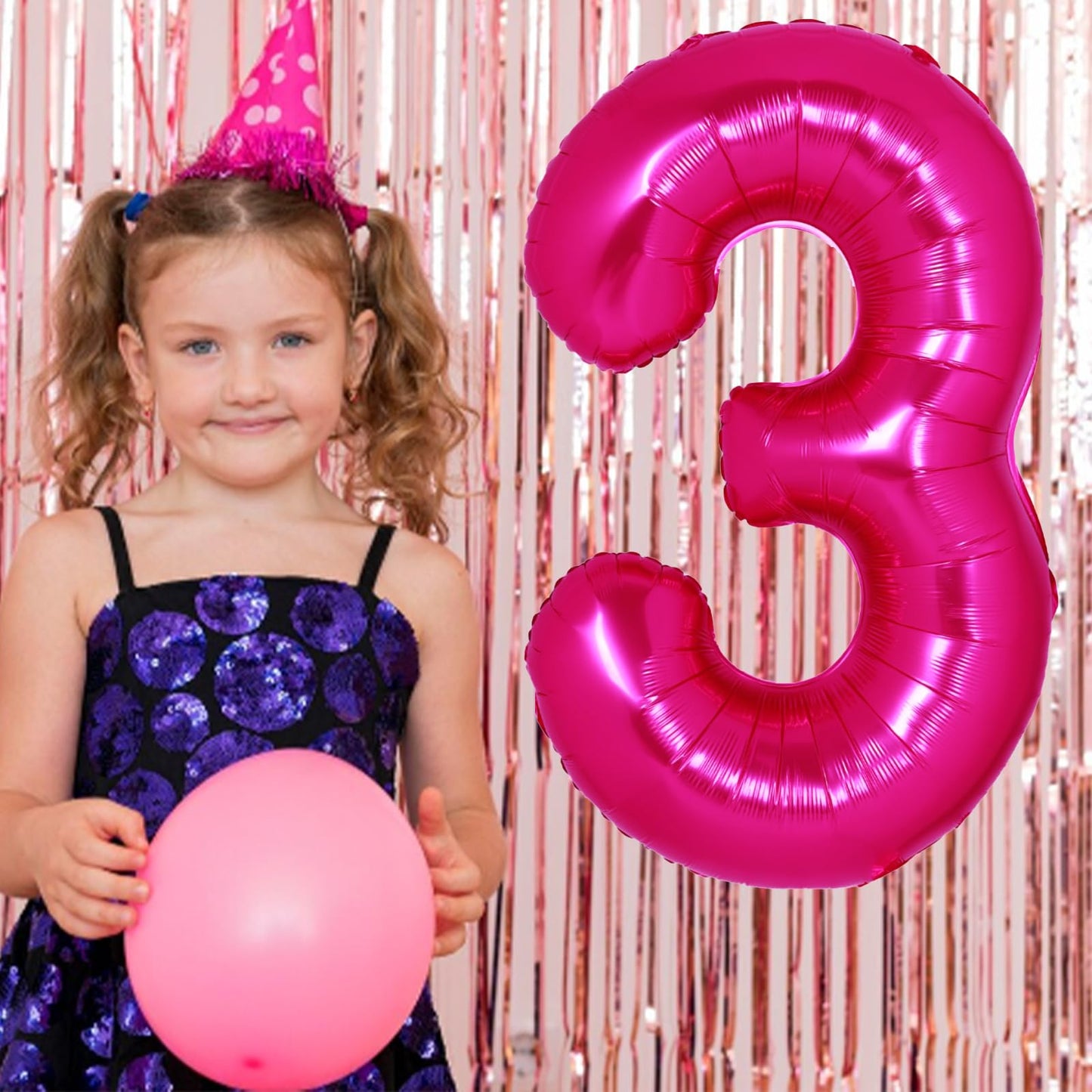 40 Inch Giant Hot Pink Number 13 Balloon, Helium Mylar Foil Number Balloons For Birthday Party, 13Th Birthday Decorations For Ki