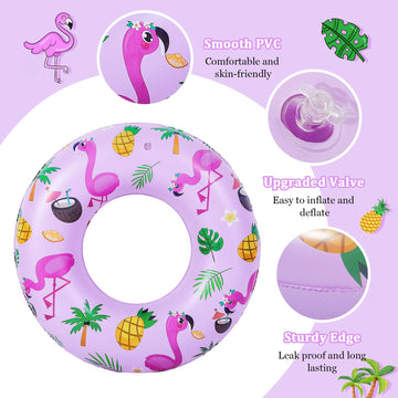 MoKo Pool Inflatables, PVC Swim Ring, Pink Flamingo Pool Float for Kids, Pool Toys for Beach, Party Decorations, Swimming Pool,