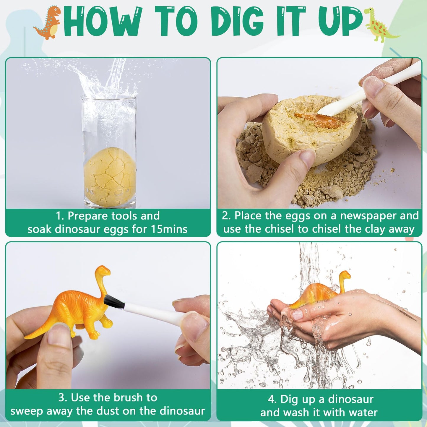 Dinosaur Eggs Excavation Dig Kit - 12 Unique Eggs Dinosaur Toy