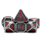 Haxtec Ancient Silver Metal DND Dice Set D&D 7PCS Large Rounded Antiue Iron RPG Dice Red Numbers for Dungeons and Dragons TTRPG