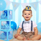 Maticr Glitter First Birthday Crown Baby Boy 1st Bday Party Hat Cake Smash Photo Prop (Large Gold & Royal 1)
