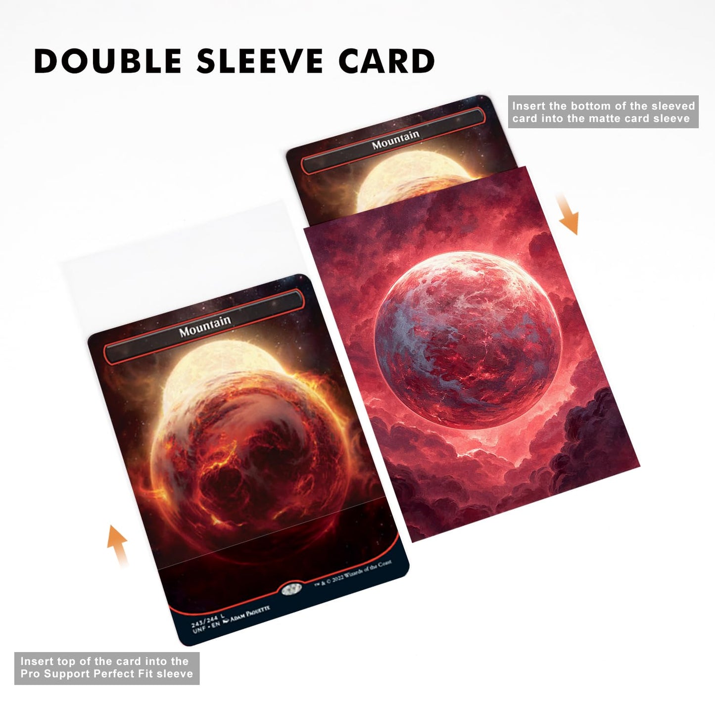 Katomula 100 MTG Card Sleeves - Textured Back Art, Standard Size, Mountain Planet, Plastic, 100 Inner Sleeves